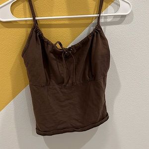 Brown tank tie in front